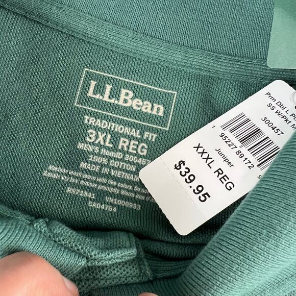 L.L. Bean green Polo Shirt Traditional Fit men’s size XXXL 3XL - Picture 5 of 7